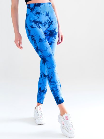 Μπλε κολάν χωρίς ραφές με εφέ διαμόρφωσης Peach Pump