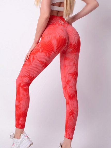 Colanți rips roșii care modelează corpul