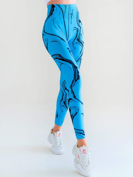 Μπλε κολάν γυμναστικής ψηλόμεσο