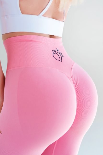 Γυναικείο ροζ κολάν χωρίς ραφές Peach Pump με εφέ διαμόρφωσης γλουτών και σκισίματα