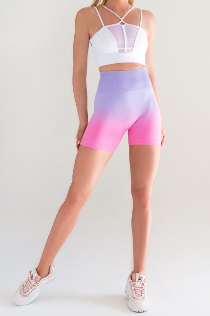 Colanți scurți sport degrade de la mov la roz de la Peach Pump
