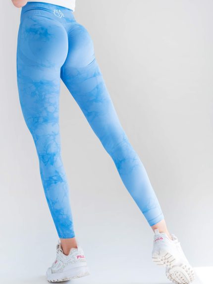 Μπλε κολάν χωρίς ραφές για σπορ ψηλόμεσο