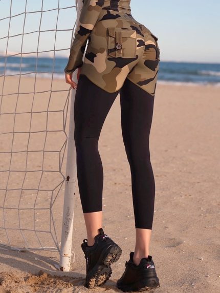 Κολάν καμουφλάζ διαμόρφωσης με τσέπη και ψηλή μέση