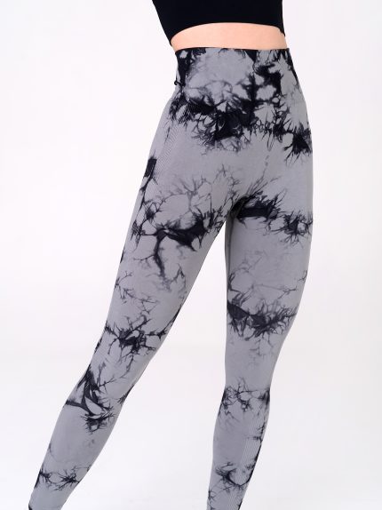 μαύρο κολάν με μαρμάρινο εφέ, ψηλόμεσο για γιόγκα και γυμναστική