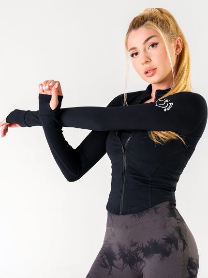 μαύρο αθλητικό μπουφάν με φερμουάρ