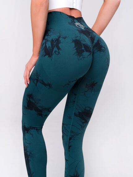 Γυναικείο κολάν χωρίς ραφές σε σκούρο πράσινο χρώμα για γυμναστική.