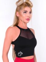 Черно бюстие с подплънки, мрежа и гол гръб